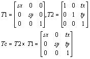 Matrix representation of a combined transformation