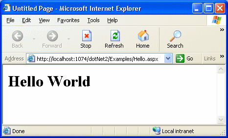 Hello application running