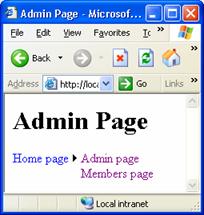 Admin page