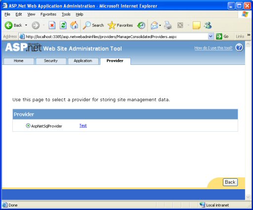 Website Administration - Provider page