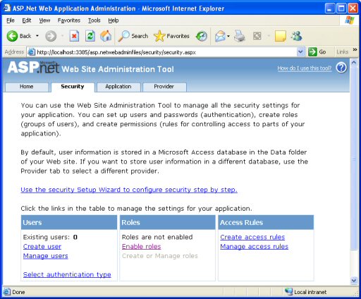 WSAT - Security page