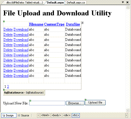Upload form layout