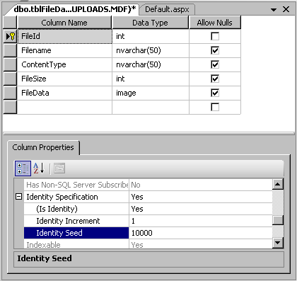 Upload table layout